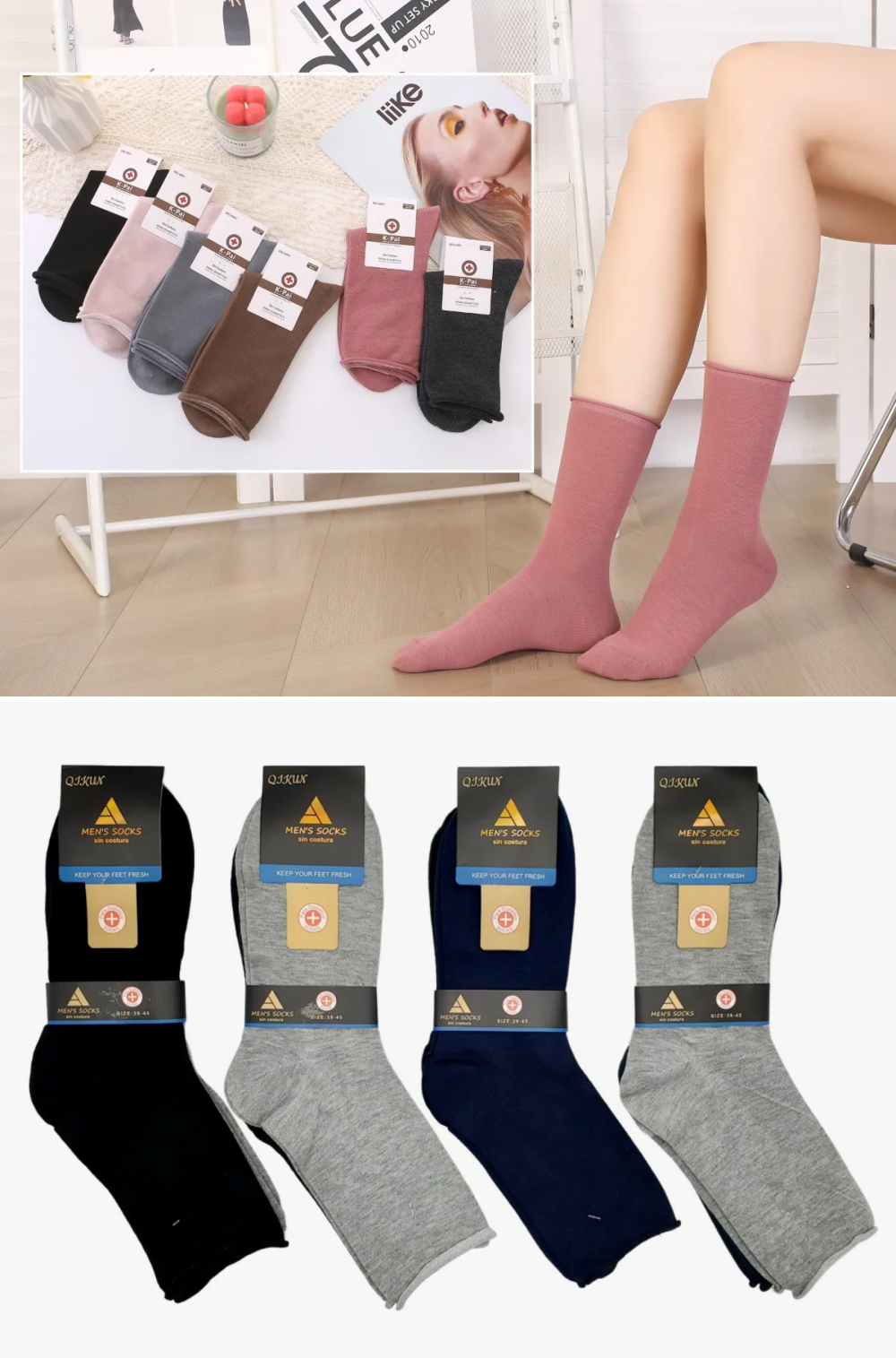 24 Pares de Calcetines Sin Costuras para Diabéticos