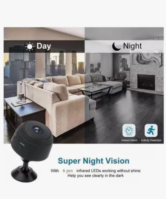 Pack 2 Mini cámara Smart Home , vigilancia remota WiFi HD y monitoreo inalámbrico
